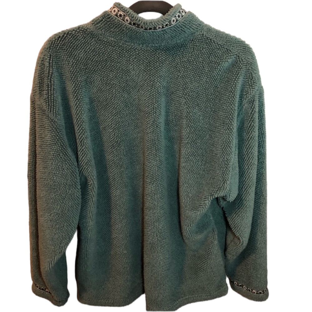 Title Nine Mint Green Nubby Nordic Quarter Zip - Picture 3 of 9